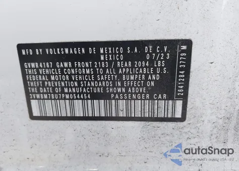 2023 Volkswagen Jetta 1.5T Sport from USA, damaged, VIN 3VWBM7BU7PM054454